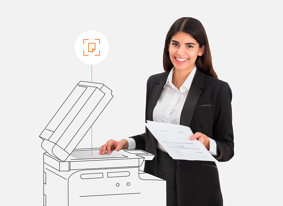 Woman about to scan a document
