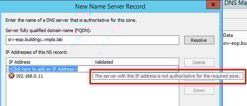 DNS New Name Server Record Error Notification in Wide Area Mobile Print Setup