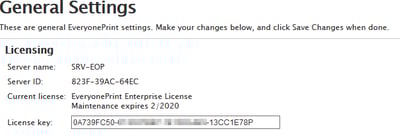 EveryonePrint-General-Settings-Licensing-Information-Screen