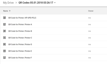 Printer-Specific QR Codes List on Google Drive