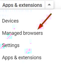 Managed Browsers Option in Apps & Extensions Menu